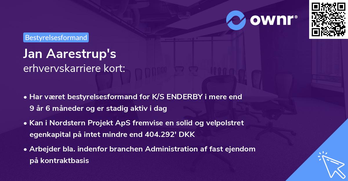 Jan Aarestrup's erhvervskarriere kort
