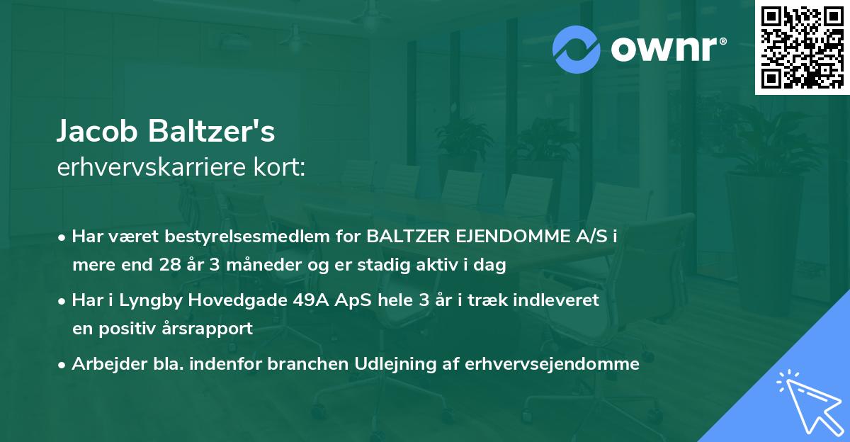Jacob Baltzer's erhvervskarriere kort