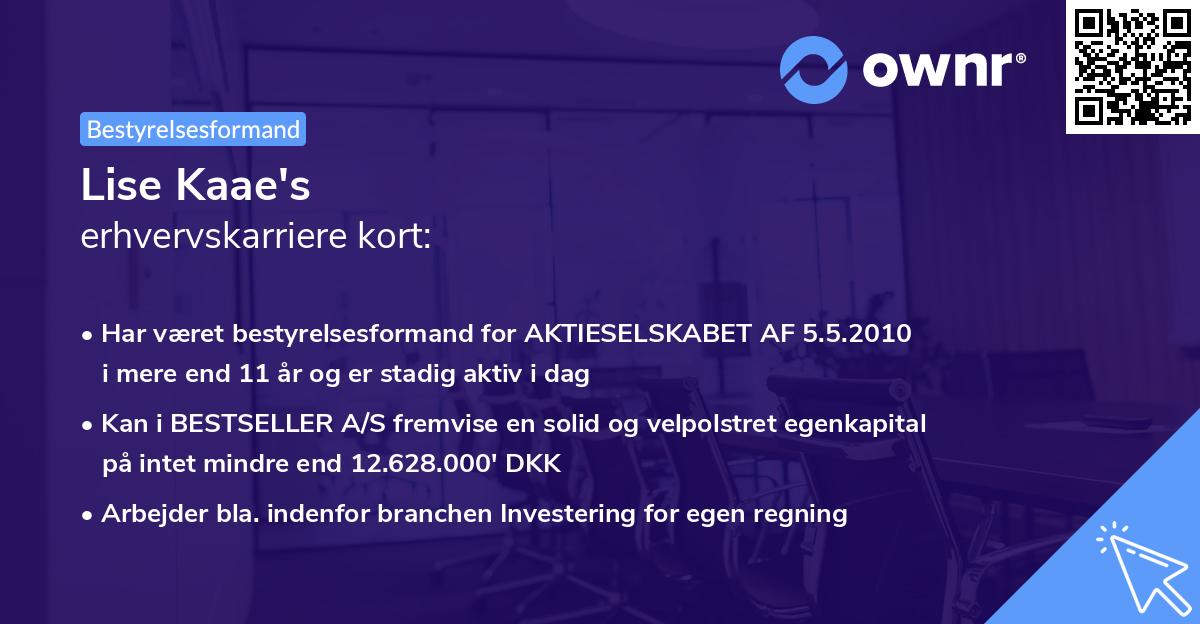 Lise Kaae's erhvervskarriere kort