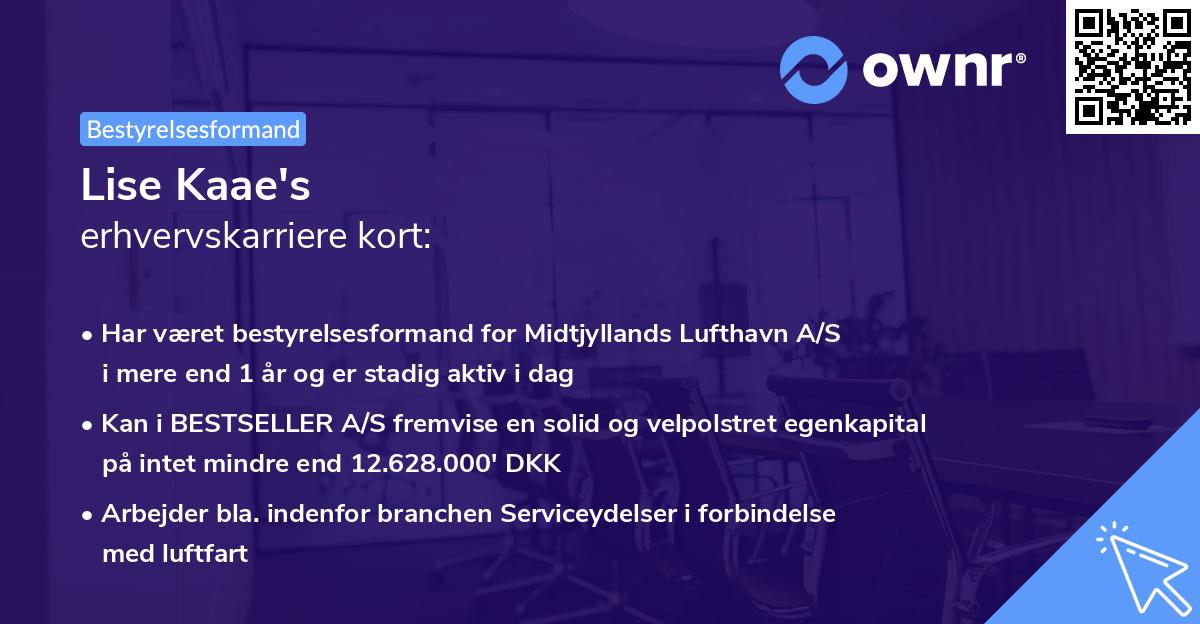 Lise Kaae's erhvervskarriere kort