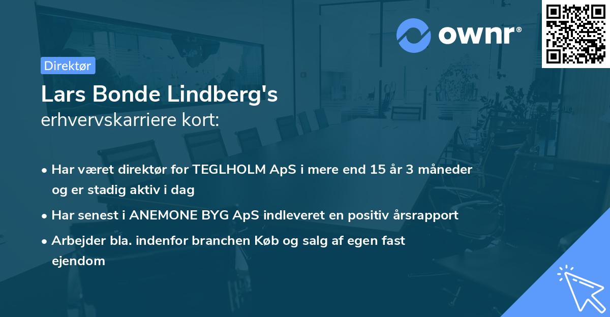 Lars Bonde Lindberg's erhvervskarriere kort
