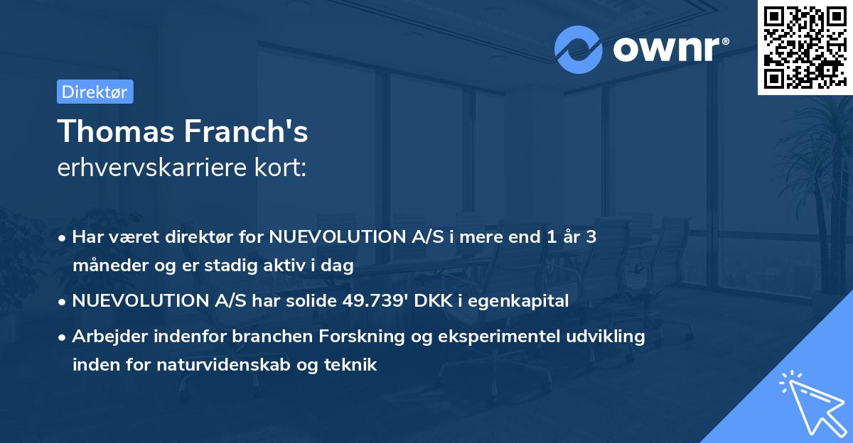 Thomas Franch's erhvervskarriere kort