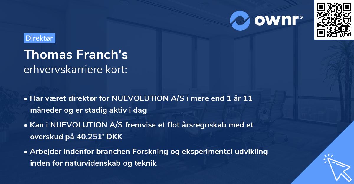 Thomas Franch's erhvervskarriere kort