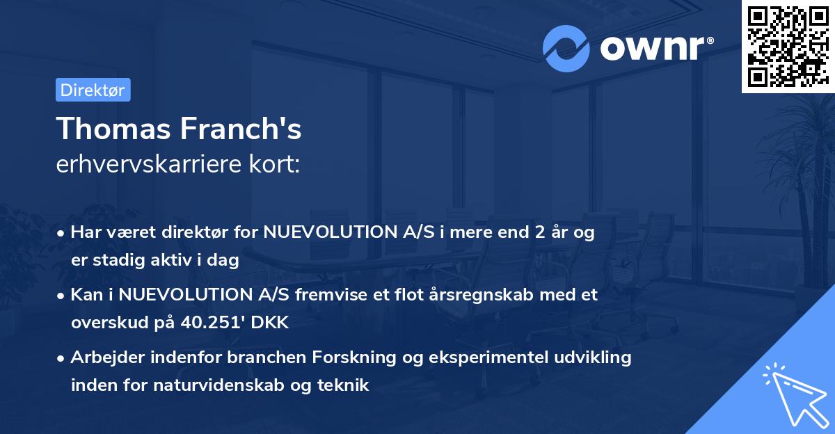 Thomas Franch's erhvervskarriere kort