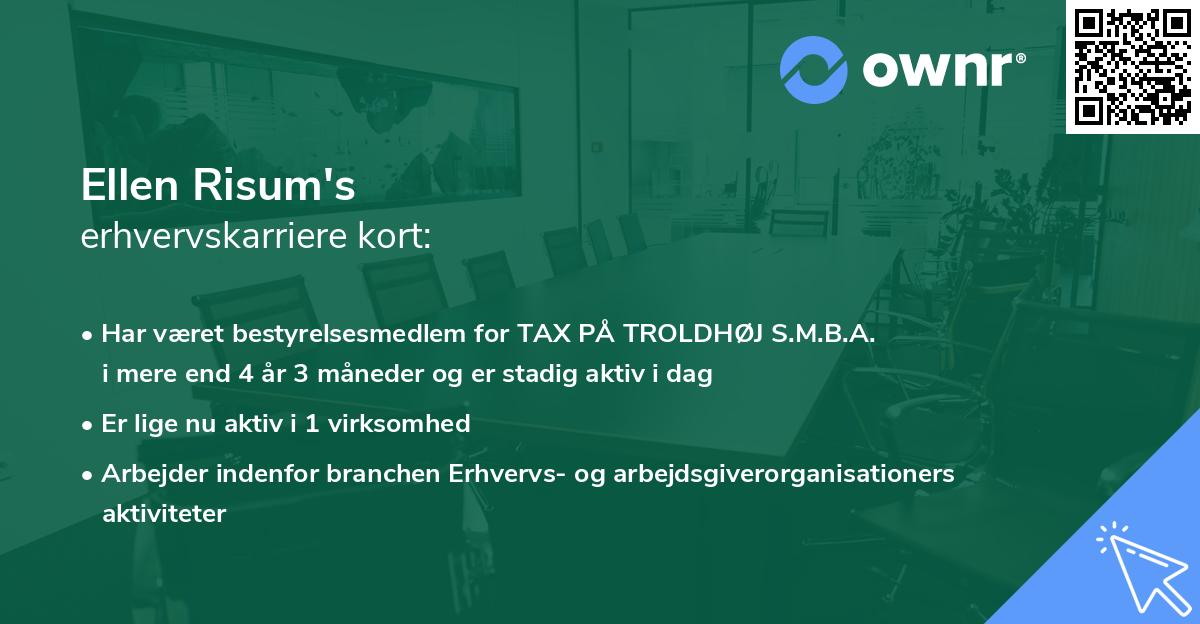 Ellen Risum's erhvervskarriere kort