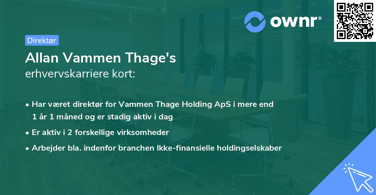 Allan Vammen Thage's erhvervskarriere kort