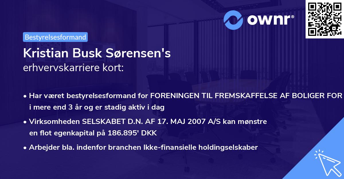 Kristian Busk Sørensen's erhvervskarriere kort