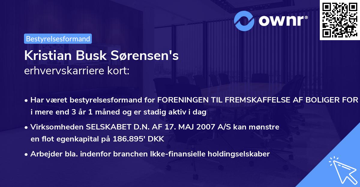 Kristian Busk Sørensen's erhvervskarriere kort