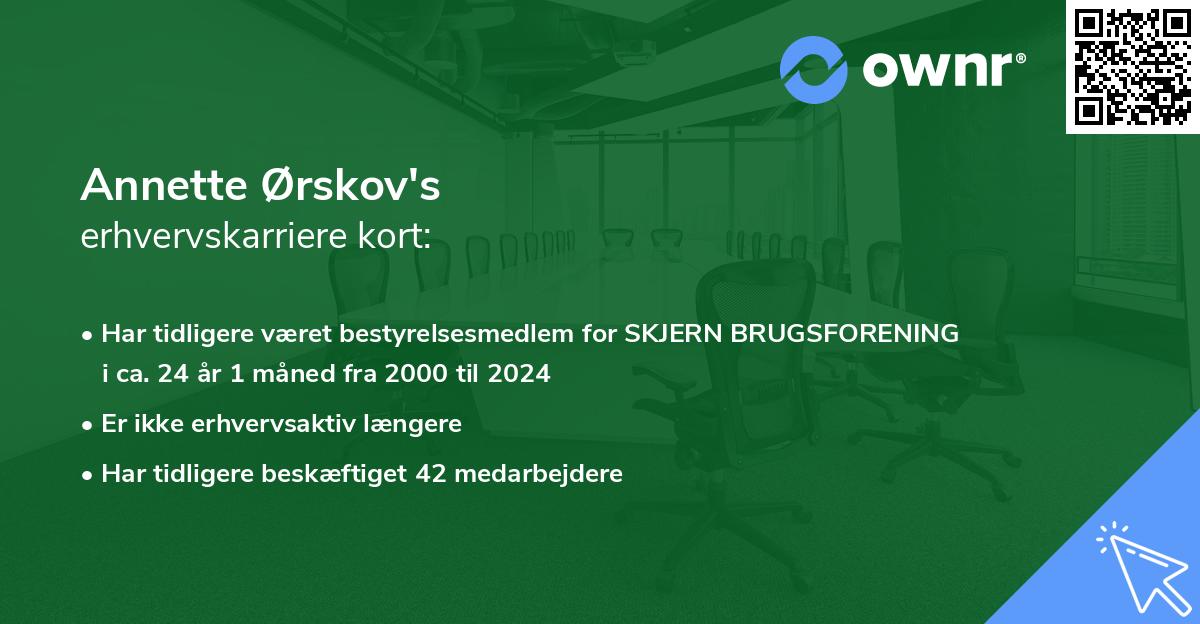 Annette Ørskov's erhvervskarriere kort