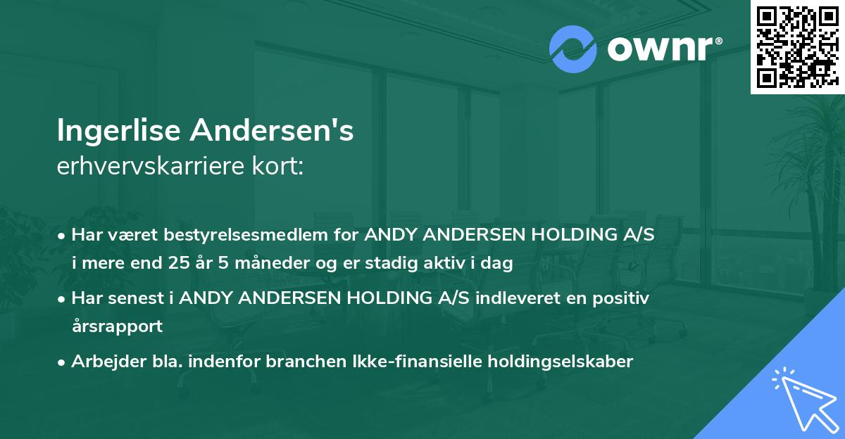 Ingerlise Andersen's erhvervskarriere kort