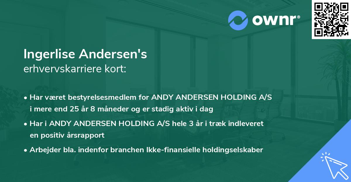 Ingerlise Andersen's erhvervskarriere kort