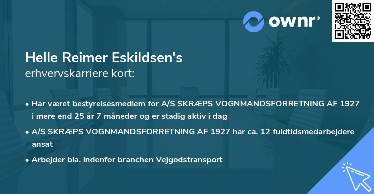 Helle Reimer Eskildsen's erhvervskarriere kort