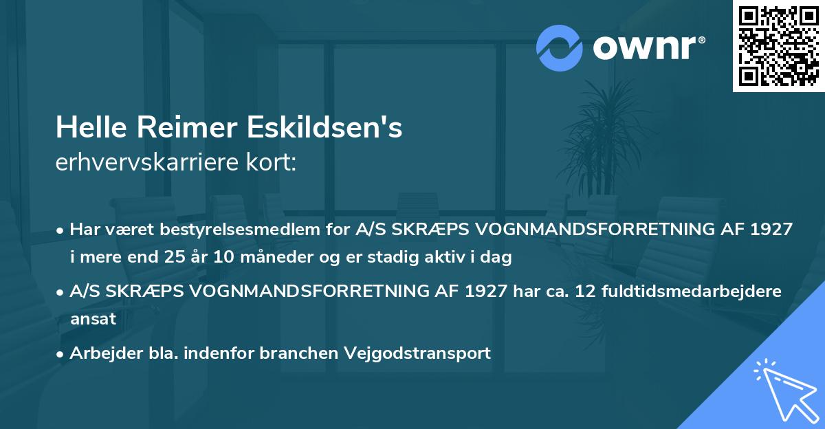 Helle Reimer Eskildsen's erhvervskarriere kort