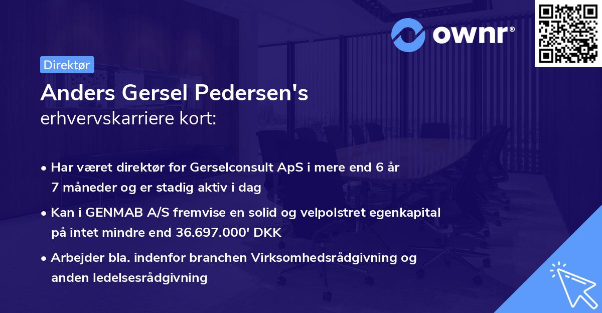 Anders Gersel Pedersen's erhvervskarriere kort