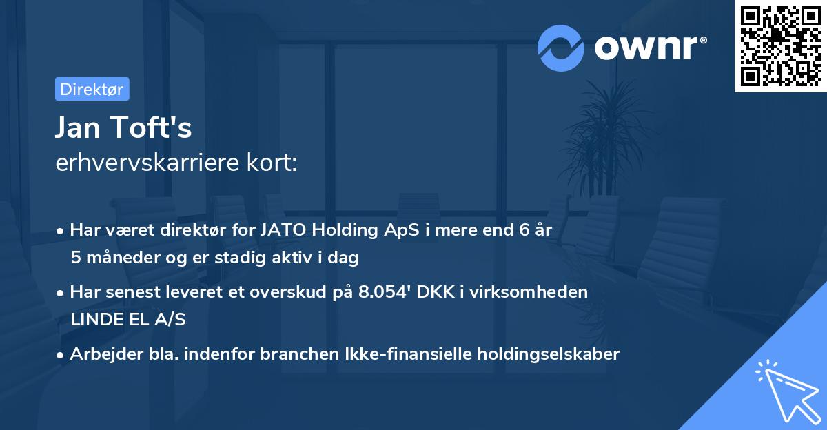 Jan Toft's erhvervskarriere kort