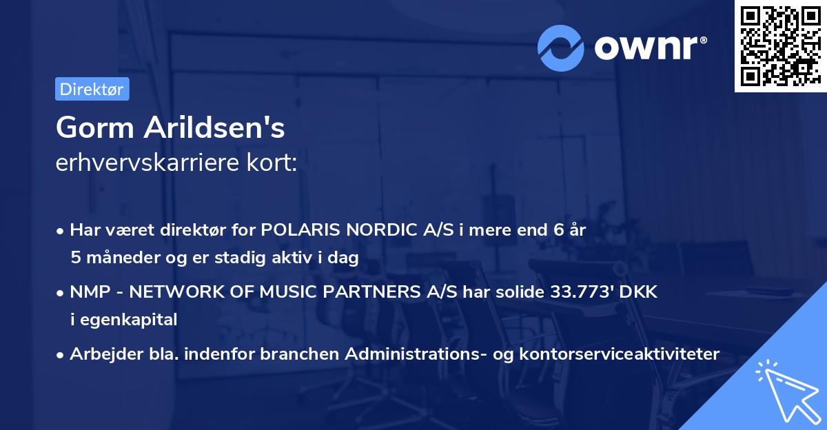 Gorm Arildsen's erhvervskarriere kort