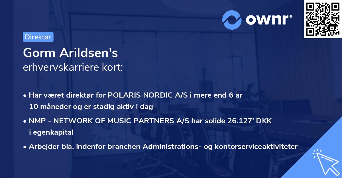 Gorm Arildsen's erhvervskarriere kort