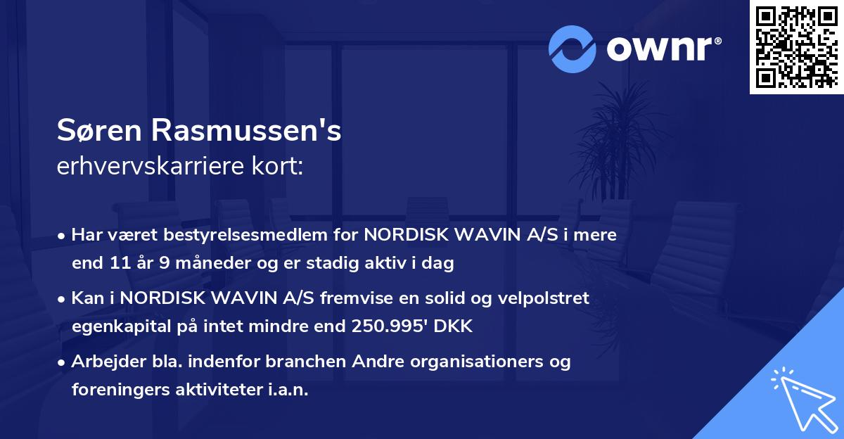 Søren Rasmussen's erhvervskarriere kort