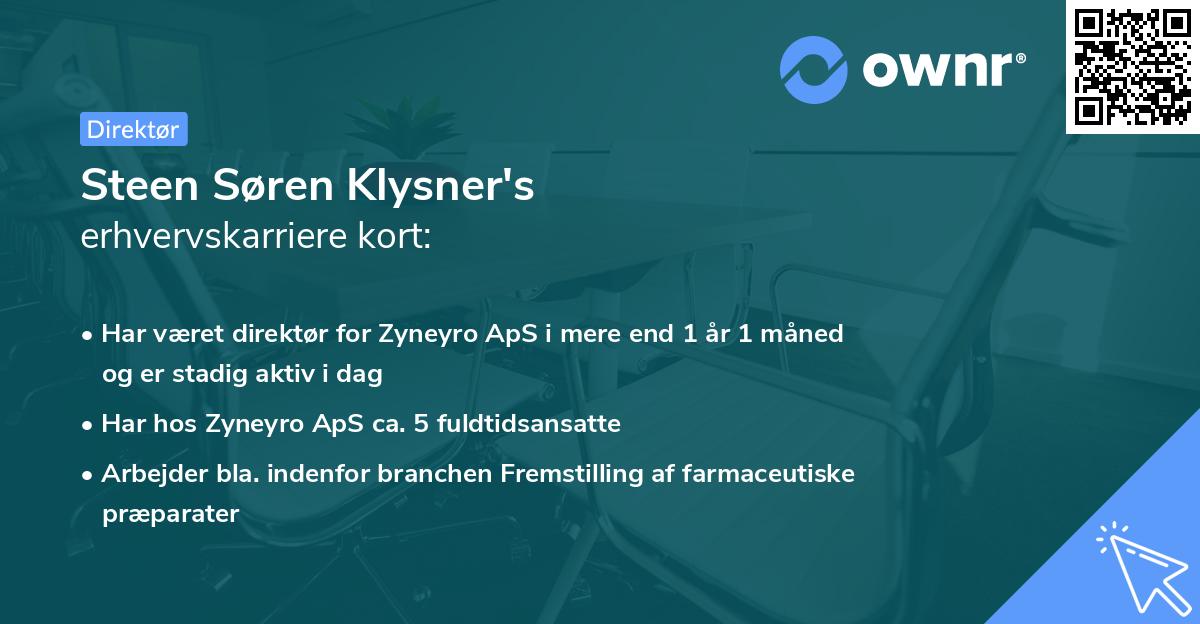 Steen Søren Klysner's erhvervskarriere kort