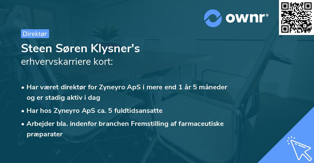 Steen Søren Klysner's erhvervskarriere kort