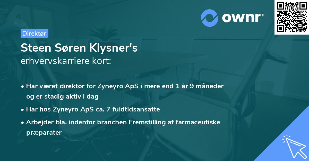 Steen Søren Klysner's erhvervskarriere kort