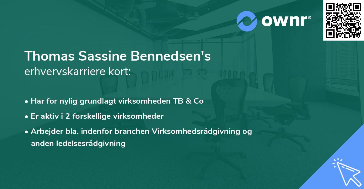 Thomas Sassine Bennedsen's erhvervskarriere kort