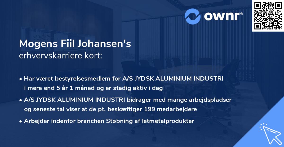 Mogens Fiil Johansen's erhvervskarriere kort