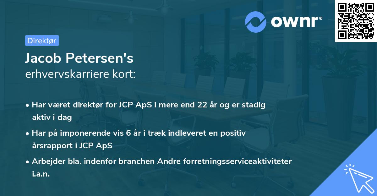 Jacob Petersen's erhvervskarriere kort