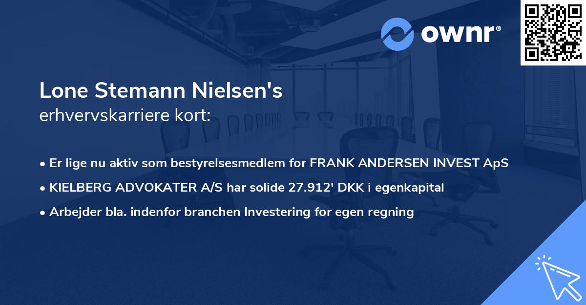 Lone Stemann Nielsen's erhvervskarriere kort
