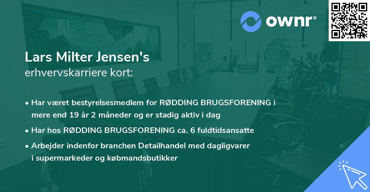 Lars Milter Jensen's erhvervskarriere kort