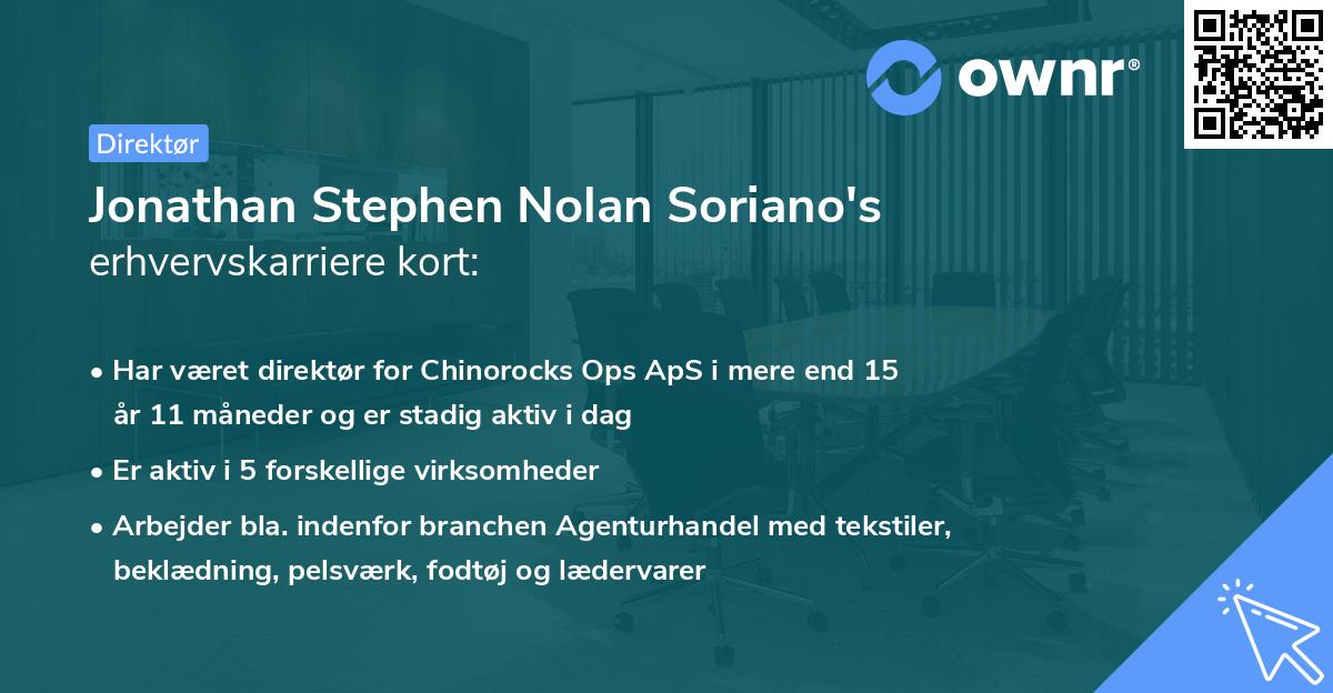 Jonathan Stephen Nolan Soriano's erhvervskarriere kort