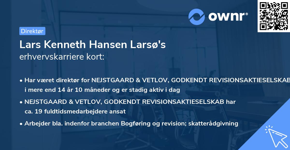Lars Kenneth Hansen Larsø's erhvervskarriere kort