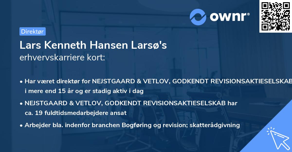 Lars Kenneth Hansen Larsø's erhvervskarriere kort