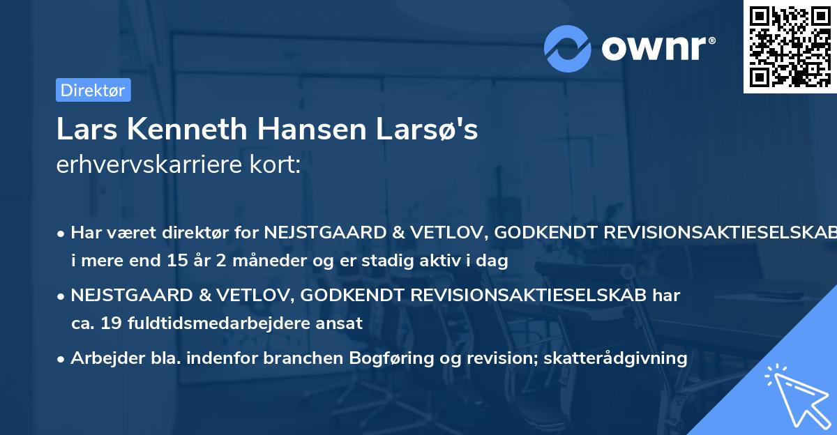Lars Kenneth Hansen Larsø's erhvervskarriere kort