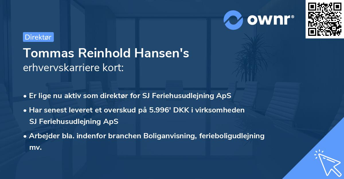 Tommas Reinhold Hansen's erhvervskarriere kort