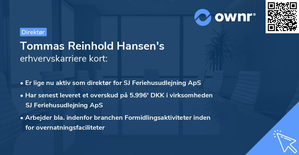 Tommas Reinhold Hansen's erhvervskarriere kort