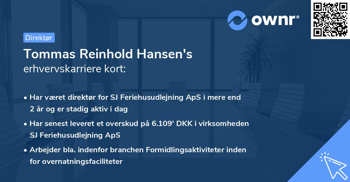 Tommas Reinhold Hansen's erhvervskarriere kort