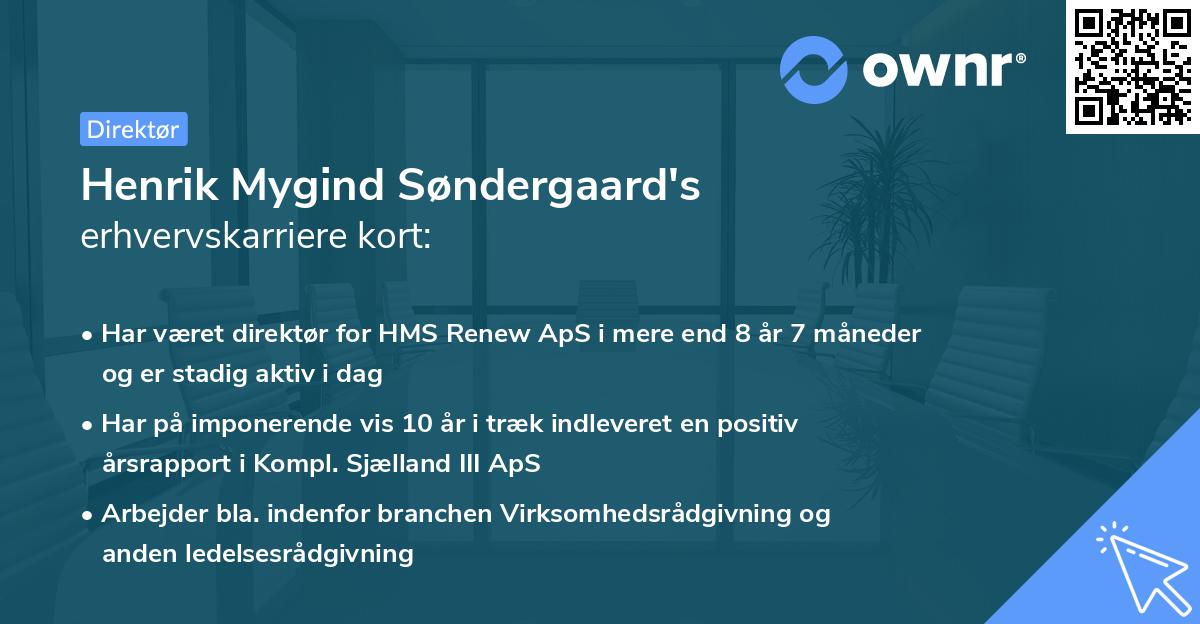 Henrik Mygind Søndergaard's erhvervskarriere kort