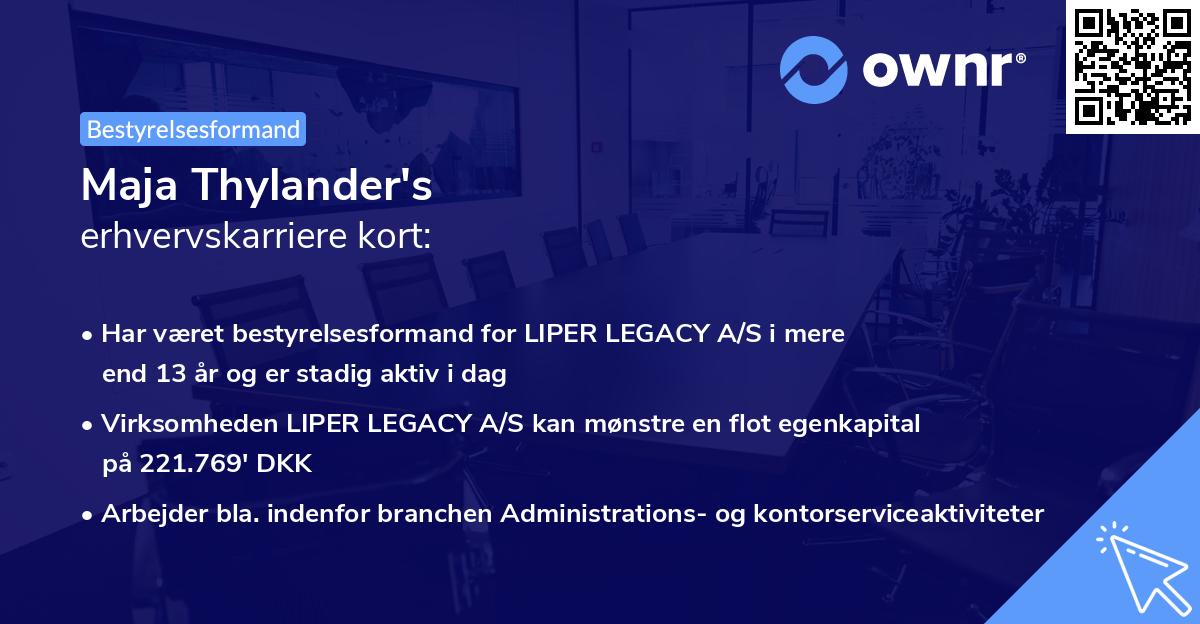 Maja Thylander's erhvervskarriere kort