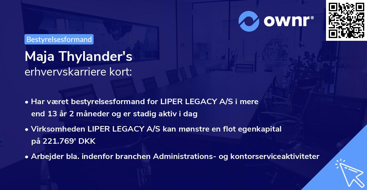 Maja Thylander's erhvervskarriere kort