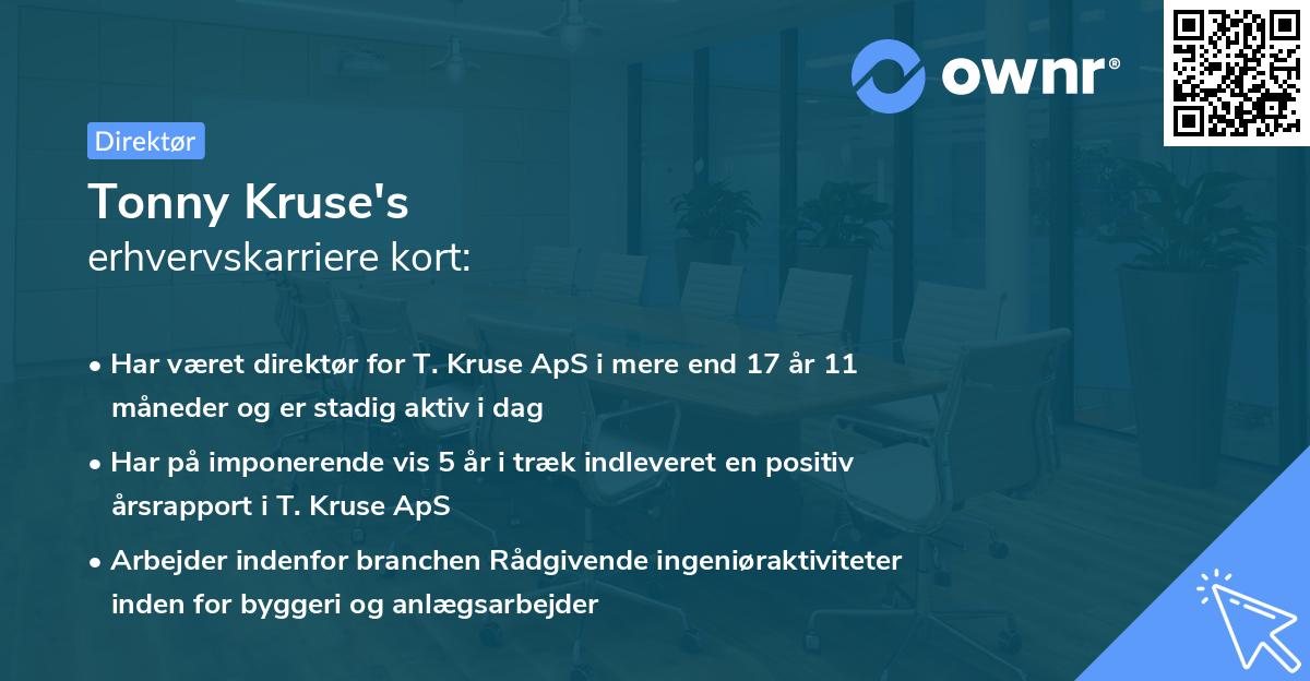Tonny Kruse's erhvervskarriere kort