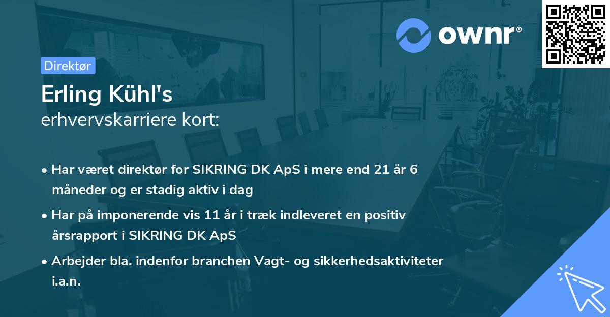 Erling Kühl's erhvervskarriere kort