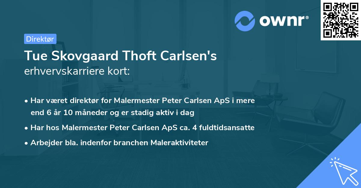 Tue Skovgaard Thoft Carlsen's erhvervskarriere kort