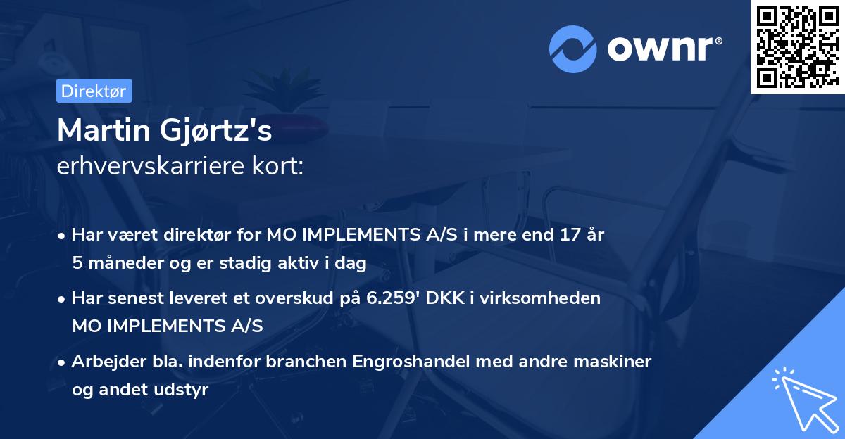 Martin Gjørtz's erhvervskarriere kort
