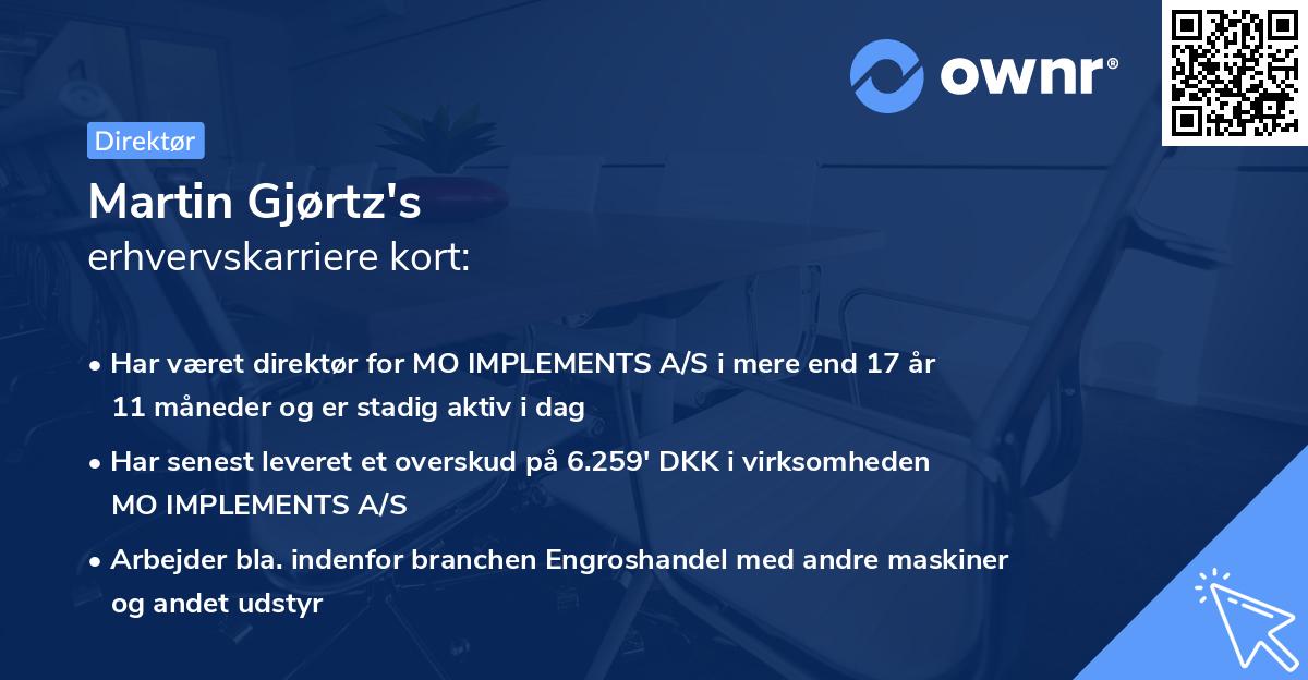 Martin Gjørtz's erhvervskarriere kort