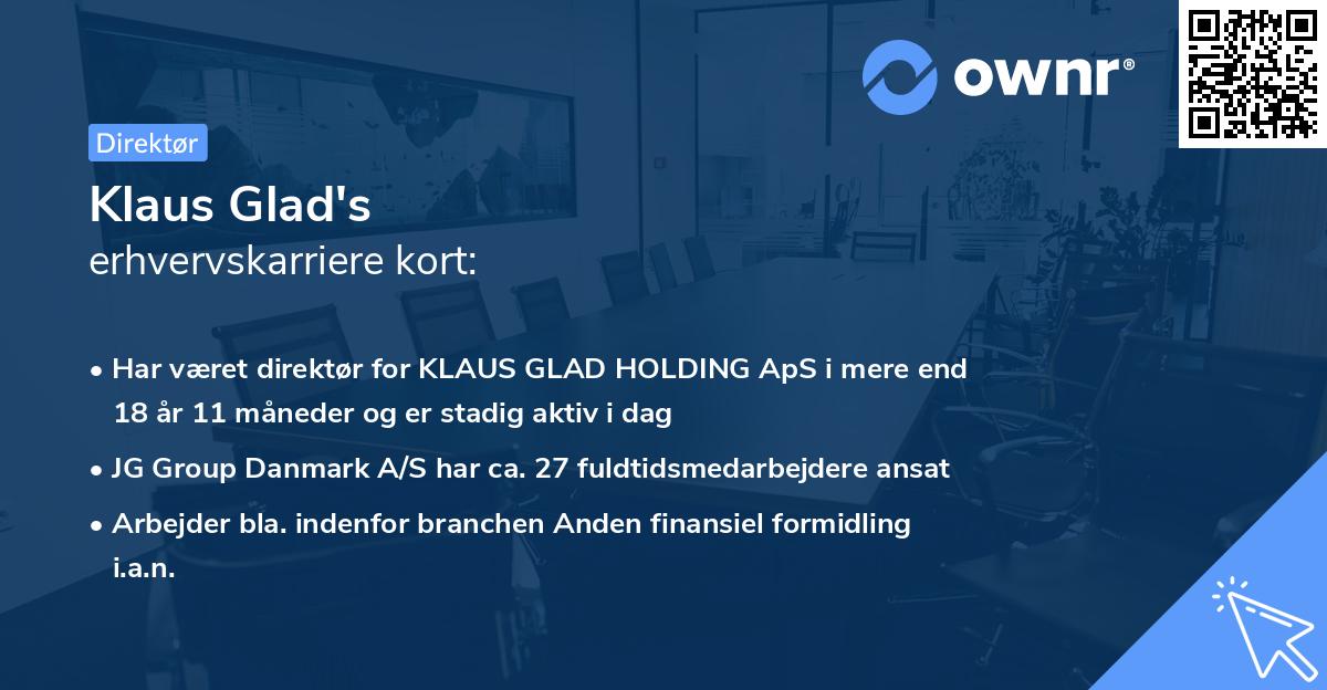 Klaus Glad's erhvervskarriere kort