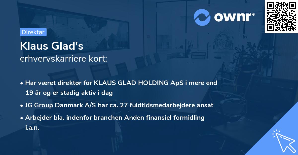 Klaus Glad's erhvervskarriere kort