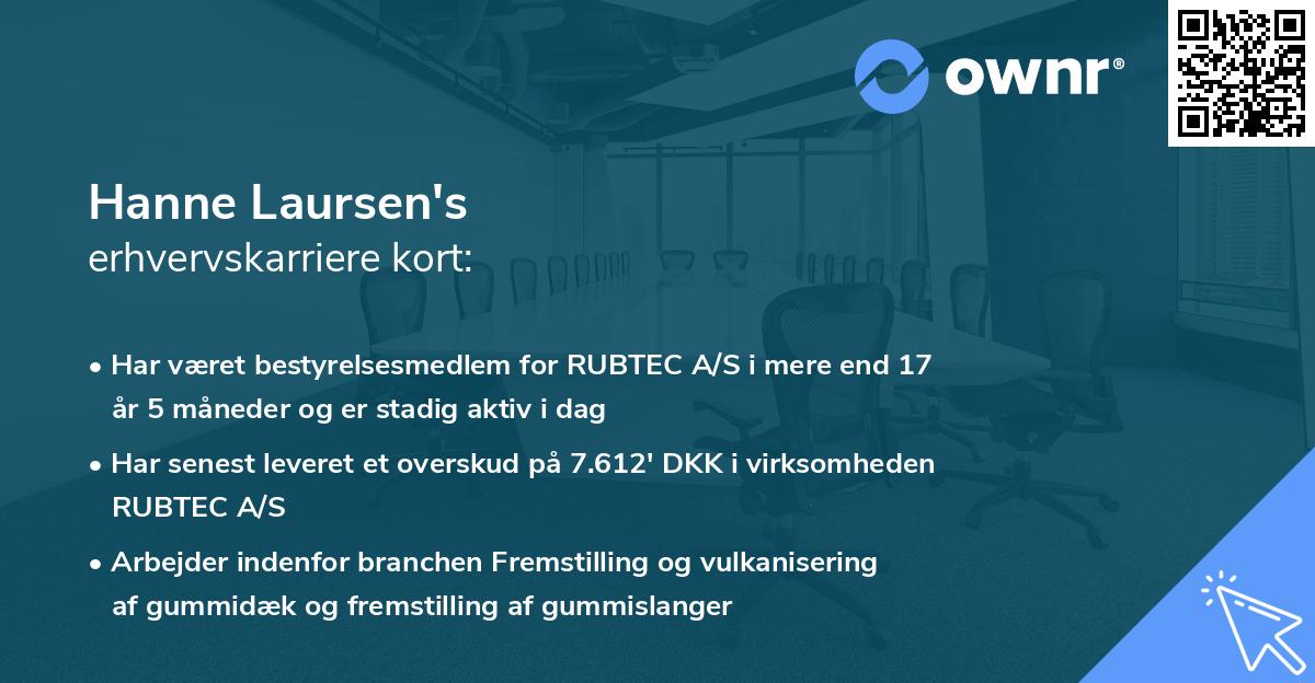 Hanne Laursen's erhvervskarriere kort
