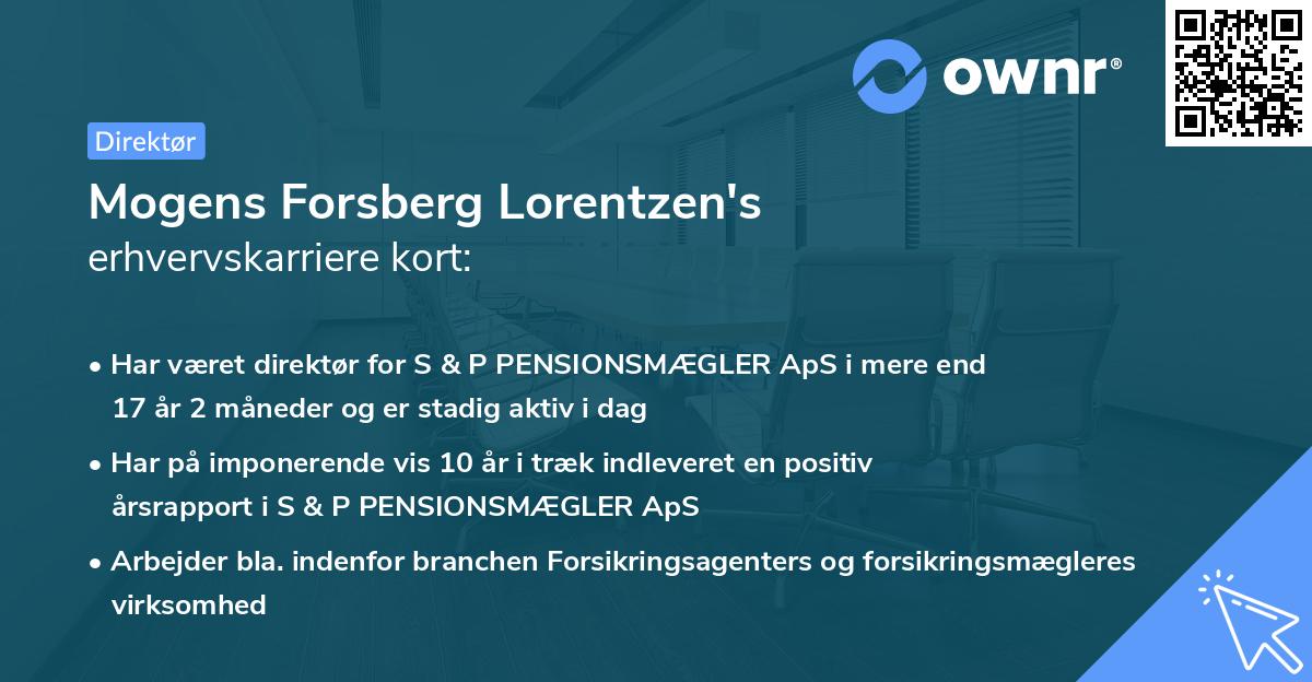 Mogens Forsberg Lorentzen's erhvervskarriere kort