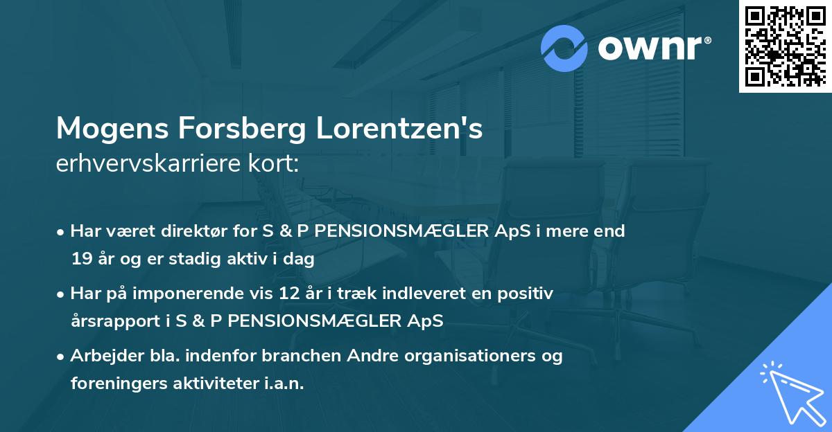 Mogens Forsberg Lorentzen's erhvervskarriere kort
